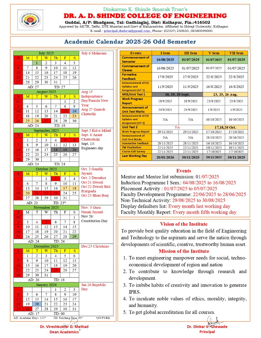 2025-26 Odd semester